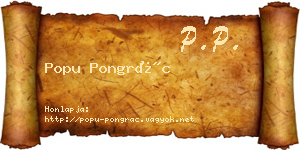 Popu Pongrác névjegykártya